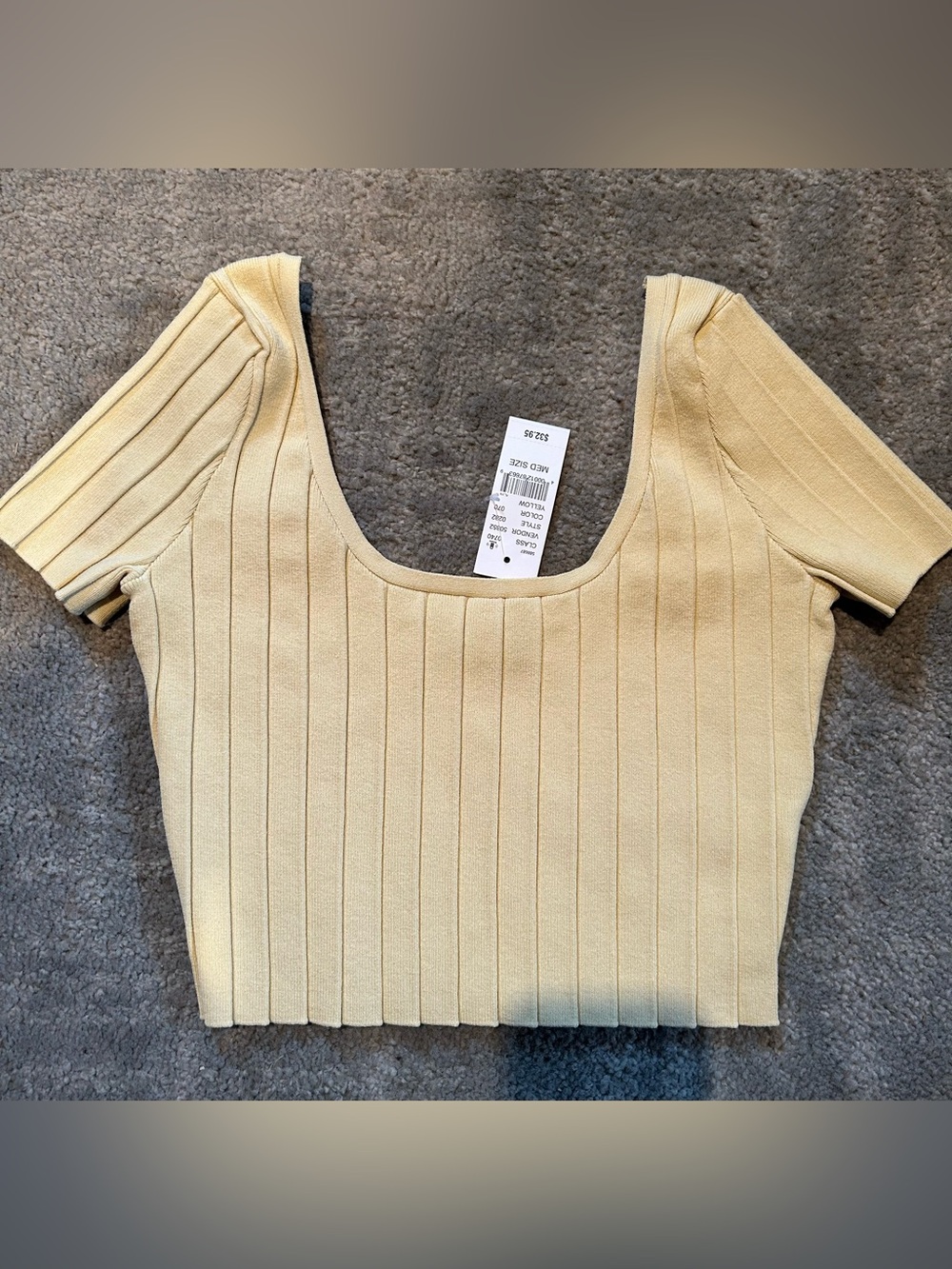 PacSun Pale Yellow Ribbed Scoop Crop Top